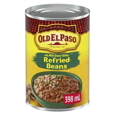 Old El Paso Refried Beans With Mild Green Chilies 398 ml, $1.13/100ml