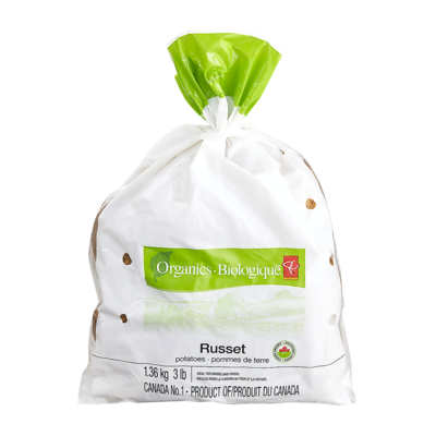 PC Organics Organic Russet Potatoes, 3 lb bag 1.36 kg, $0.63/100g