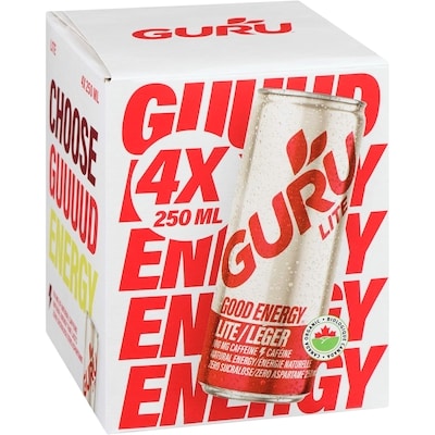 Léger boisson énergie bio, faible en calories, 4 canettes