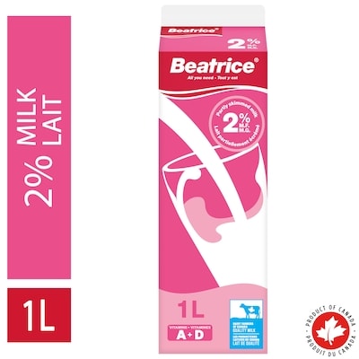 Beatrice Partly Skimmed Milk 2% 1 l, $0.28/100ml