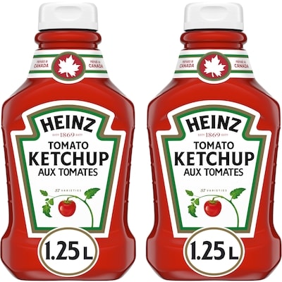 Heinz Bouteille De Ketchup Aux Tomates, Emballage Double 2x1.25 l, 0,52 $/100ml