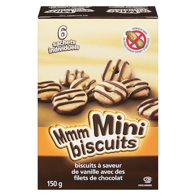 Mr. Cookies Biscuits à saveur de vanille avec filets de chocolat Mmm Mini 150 g, 2,66 $/100g