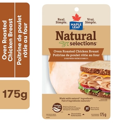Maple Leaf Natural Selections Sliced Deli Chicken Breast, Oven Roasted 175 g, $45.66/1kg $4.57/100g