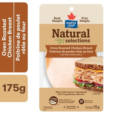 Maple Leaf Poitrine de poulet rtie au four tranche Natural Selections 175 g, 51,37 $/1kg 5,14 $/100g