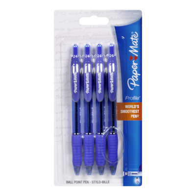Papermate Paper Mate Profile Retractable Ballpoint Pen,  Blue Ink 4x1.0 ea, $1.63/1ea