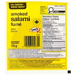 No Name Sliced Smoked Salami 175 g, $17.14/1kg $1.71/100g