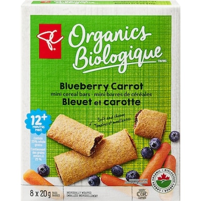 PC Biologique Mini barres de céréales bleuet et carotte 160 g, 2,19 $/100g