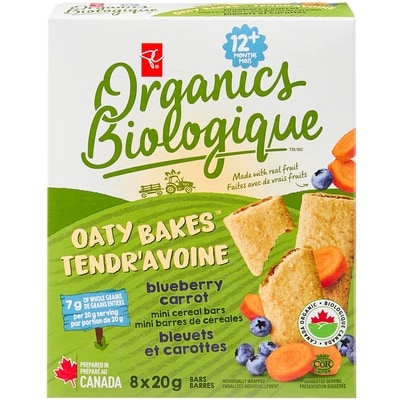 PC Biologique Mini barres de céréales bleuet et carotte 160 g, 2,06 $/100g