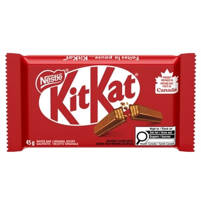 Nestlé Kitkat 4 bâtonnets de gaufrette, chocolat au lait 45 g, 4,42 $/100g
