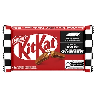 Nestlé Kitkat 4 bâtonnets de gaufrette, chocolat au lait 45 g, 4,42 $/100g