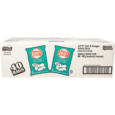 Lay's Potato Chips, Salt & Vinegar, Vending Chips 40x40.0 g, $2.12/100g