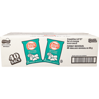 Lay’s Croustilles sel et vinaigre 40x40.0 g, 2,12 $/100g