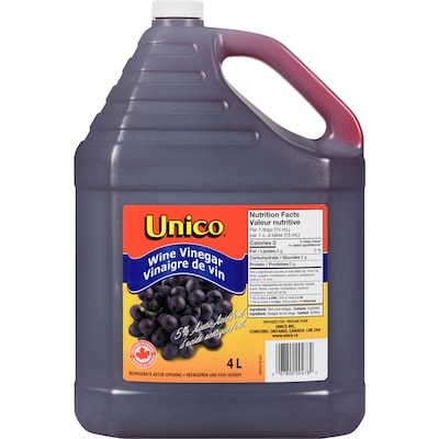 Unico Red Wine Vinegar 4 l, $0.25/100ml
