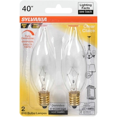 Sylvania Euro Chandelier 40W Light Bulbs, Clear 2 ea, $2.25/1ea