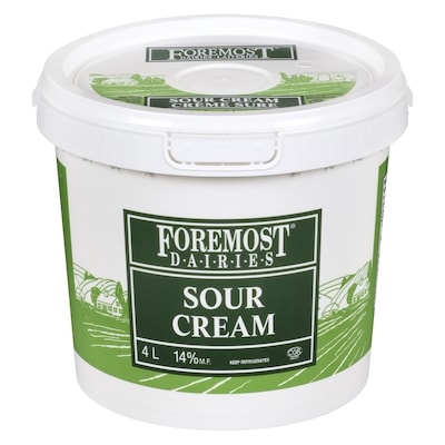 Foremost 14% M.F. Sour Cream 4 l, $0.47/100ml