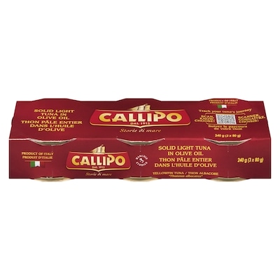 Callipo Solid Light Tuna, Olive Oil 3x80.0 g, $3.04/100g