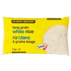 Sans Nom Riz blanc à grains longs 2 kg, 0,25 $/100g
