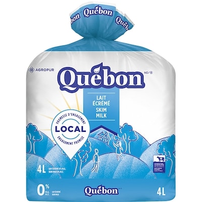 QUEBON 0% Milk, Bags     4 l, $0.18/100ml