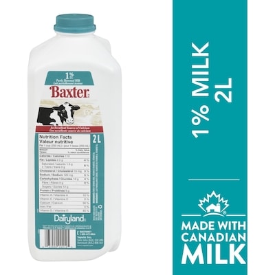 Baxter 1% Partly Skimmed Milk 2 l, $0.26/100ml