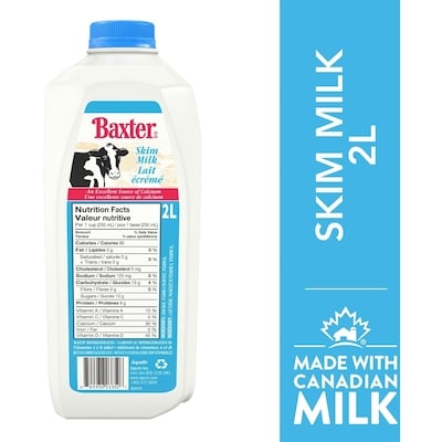 Baxter Skim Milk 2 l, $0.26/100ml