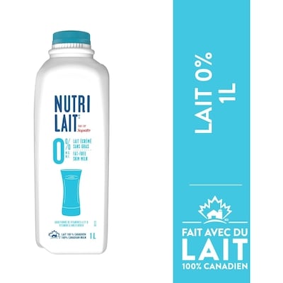 Nutrilait Lait écrémé 0% 1 l, 0,21 $/100ml