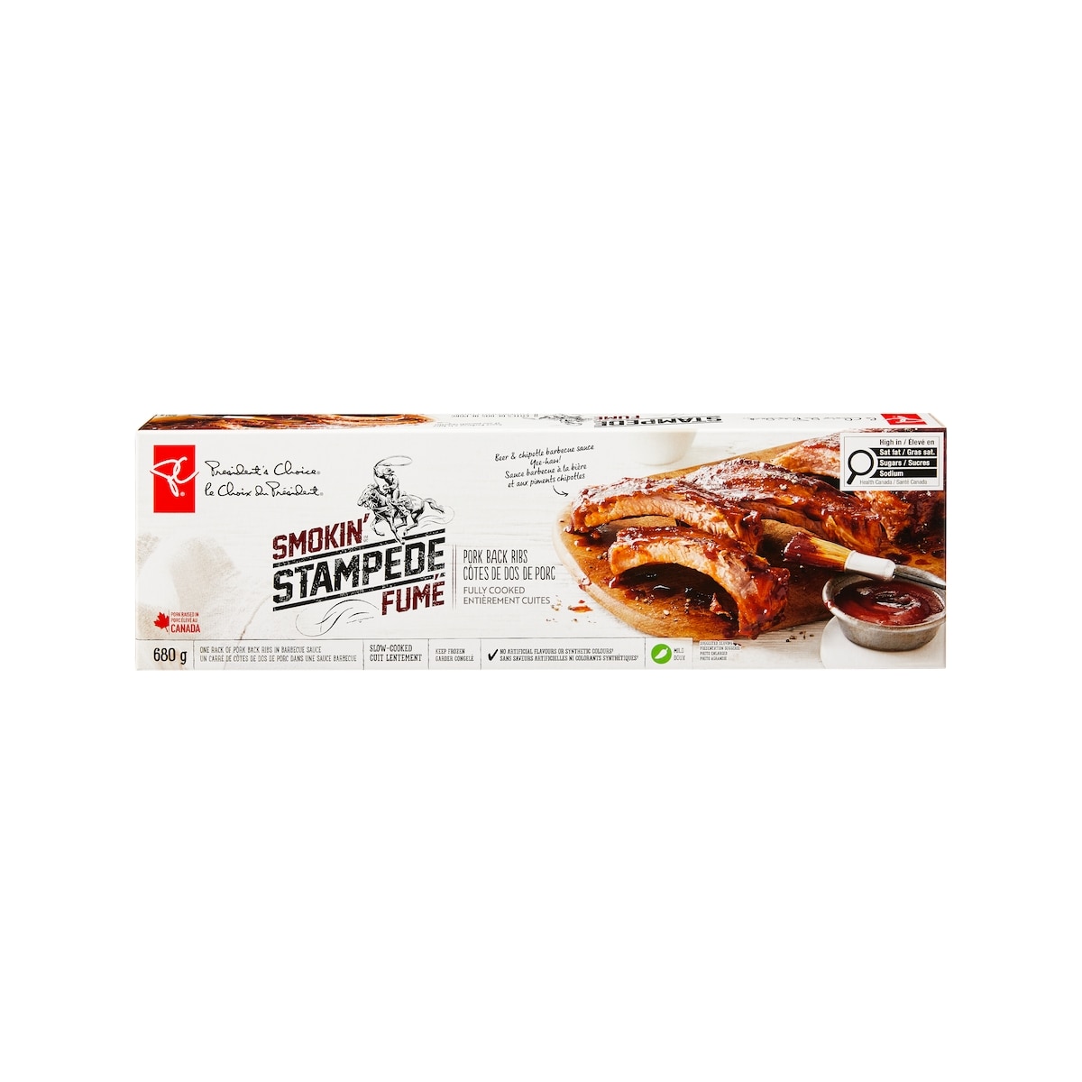 le Choix du Président Côtes de dos de porc Stampede fumé congelé 680 g, 2,35 $/100g