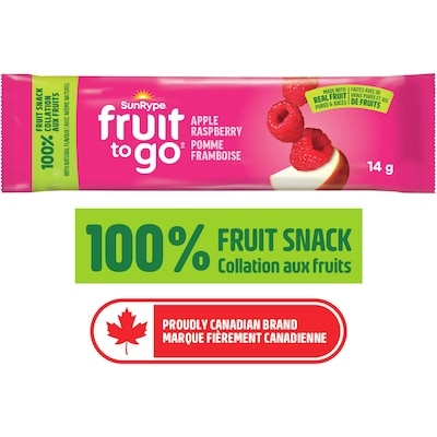 SunRype Collation aux fruits 100 % Pomme et framboise Fruit To Go 14 g, 3,50 $/100g