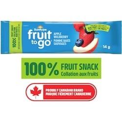 SunRype Collation 100% fruits Pomme et baies sauvages Fruit To Go 14 g, 5,64 $/100g