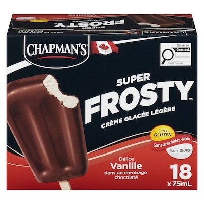 Chapman’s Super barre frosty à la crème glacée légère 18x75.0 ml, 0,59 $/100ml