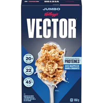 Kellogg’s Substitut de repas Vector céréales, format géant 850 g, 1,65 $/100g
