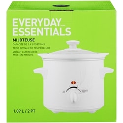 Everyday Essentials Everyday Essentials Mijoteuse compact 2 PT avec trois niveaux de température, capacité de 3 à 5 portions, maintien au chaud, blanc 1 ea, 25,00 $/1ch
