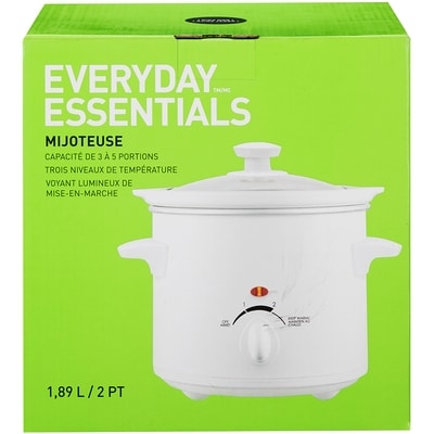 Everyday Essentials Everyday Essentials Mijoteuse compact 2 PT avec trois niveaux de température, capacité de 3 à 5 portions, maintien au chaud, blanc 1 ea, 25,00 $/1ch