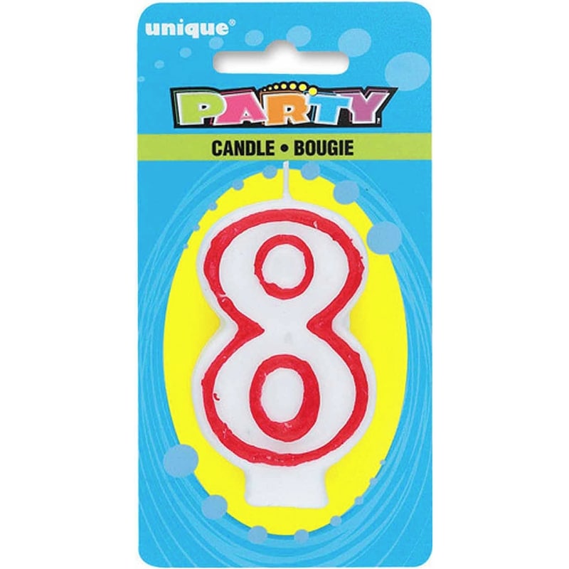 Unique Party - 34048 - Lot de 3 Bougies d'Anniversaire de Numéro 8 - Étoilées