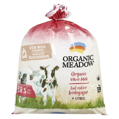 Organic Meadow Whole 3.8% Milk 4 l, $0.30/100ml