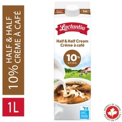 Lactantia Crème à café 10 % 1 l, 0,40 $/100ml