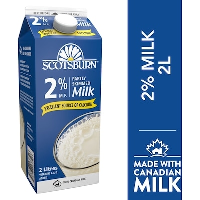 Scotsburn 2% Partly Skimmed Milk 2 l, $0.25/100ml