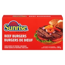 Sunrise Beef Burgers 500 g, $2.20/100g