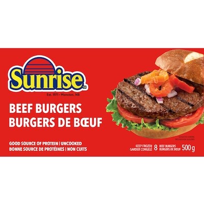 Sunrise Burgers de bœuf 500 g, 2,40 $/100g