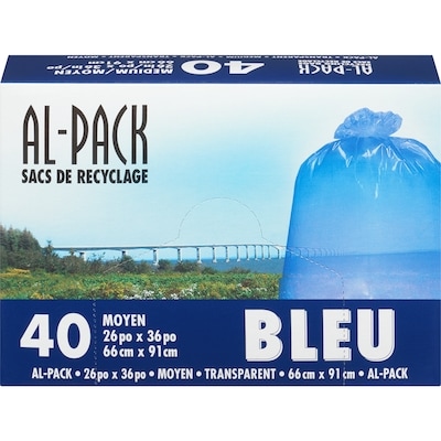Al-Pack Sacs à ordures bleus, moyens 40 ea, 0,24 $/1ch