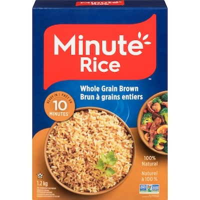 Minute Rice Riz brun à grains entiers 1.2 kg, 0,50 $/100g