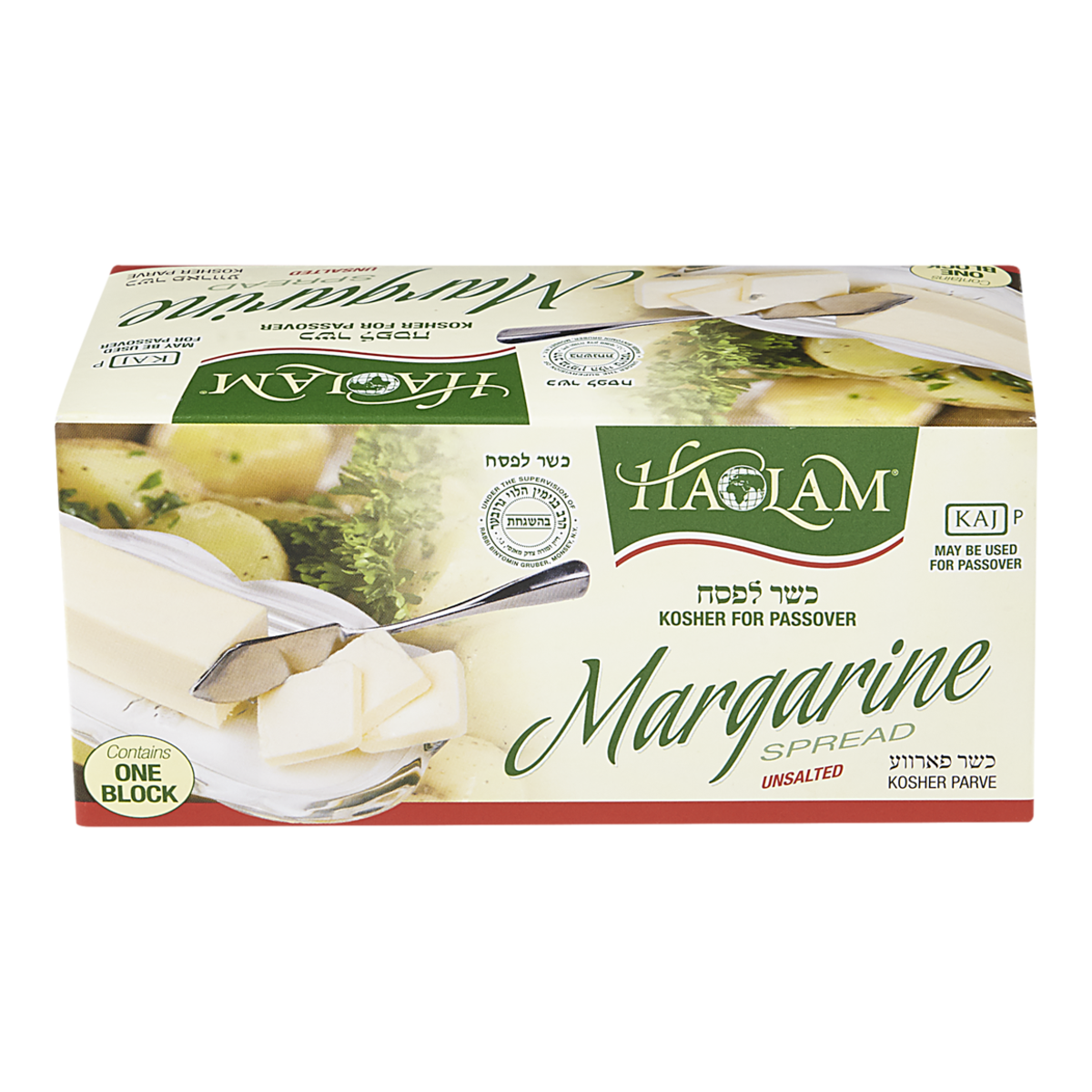 Haolam Kosher Margarine, Unsalted 30x454.0 g, $0.05/100g