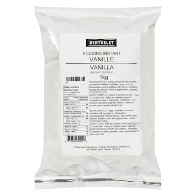 Berthelet Pouding instantané à la vanille 1 kg, 1,40 $/100g