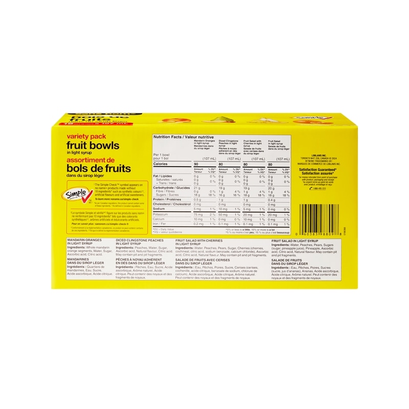 Variety Pack Fruit Bowls in Light Syrup