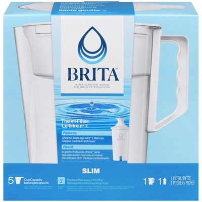 Brita Slim Water Filter Pitcher with 1 Replacement Filter, 5 Cup 1 ea, $23.00/1ea