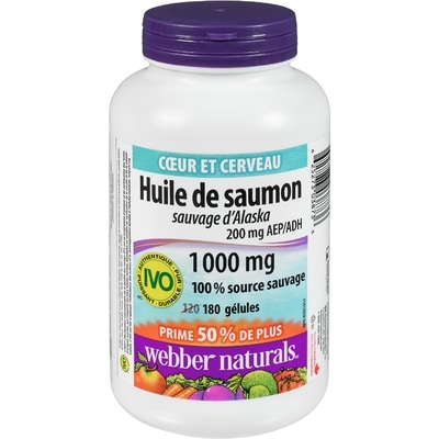 Webber Naturals Huile de saumon sauvage d’Alaska 180 ea, 0,13 $/1ch