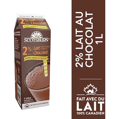 Scotsburn Lait partiellement écrémé au chocolat 2 % 1 l, 0,34 $/100ml