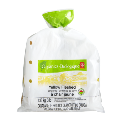 PC Organics Organic Yellow Potatoes, 3LB Bag 1.36 kg, $0.63/100g $0.28/1lb