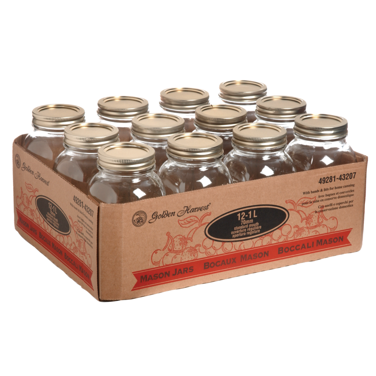 Golden Harvest Jars 12 x 1L 12 l, $0.16/100ml