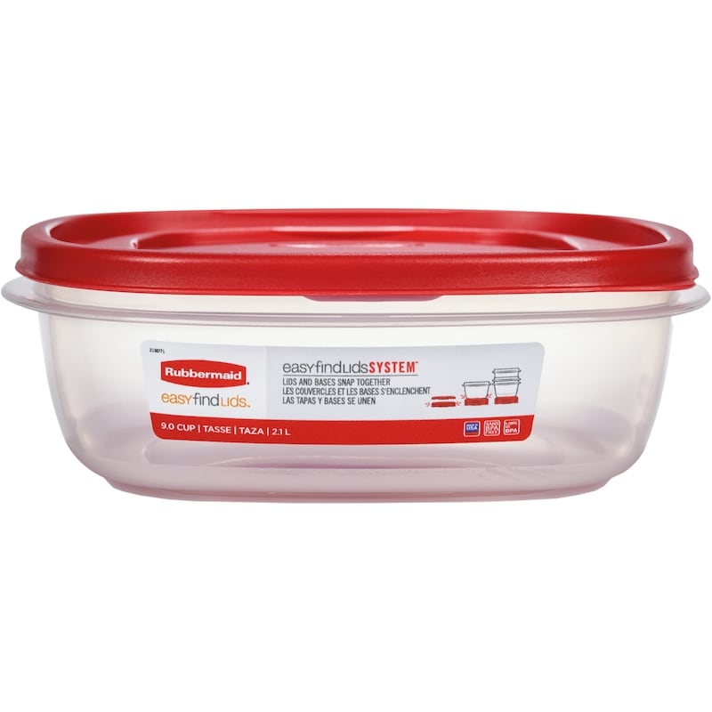 EasyFindLids Square Food Storage Container, Red Lid, 1 Pack