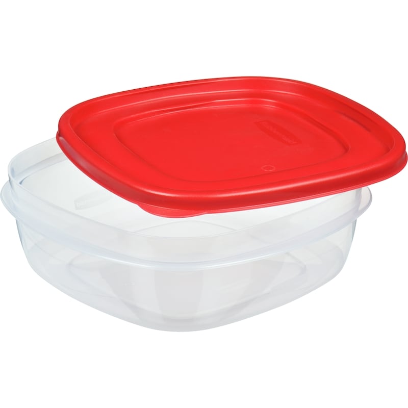 EasyFindLids Square Food Storage Container, Red Lid, 1 Pack
